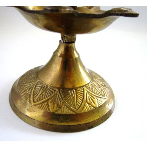 Vintage Brass Peacock Bird Shape Religious Wick Oil Lamp - Diya Aarti Home Décor - Picture 9 of 16